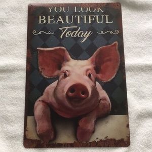 Pig tin sign retro, for pig lovers